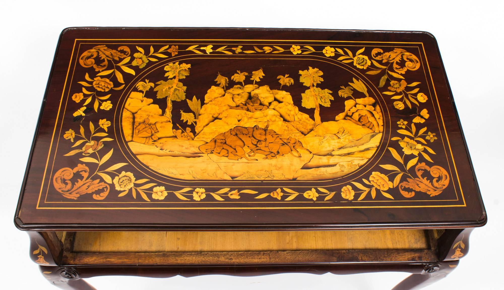 Late 18th Century 18th Century Dutch Mahogany Floral Marquetry Side Table