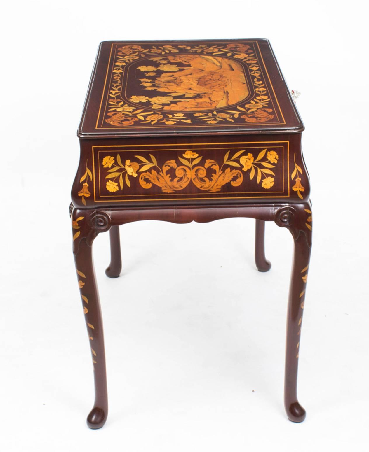 18th Century Dutch Mahogany Floral Marquetry Side Table 2