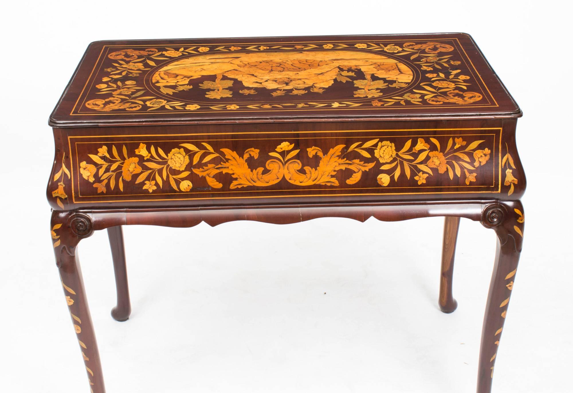 18th Century Dutch Mahogany Floral Marquetry Side Table 3