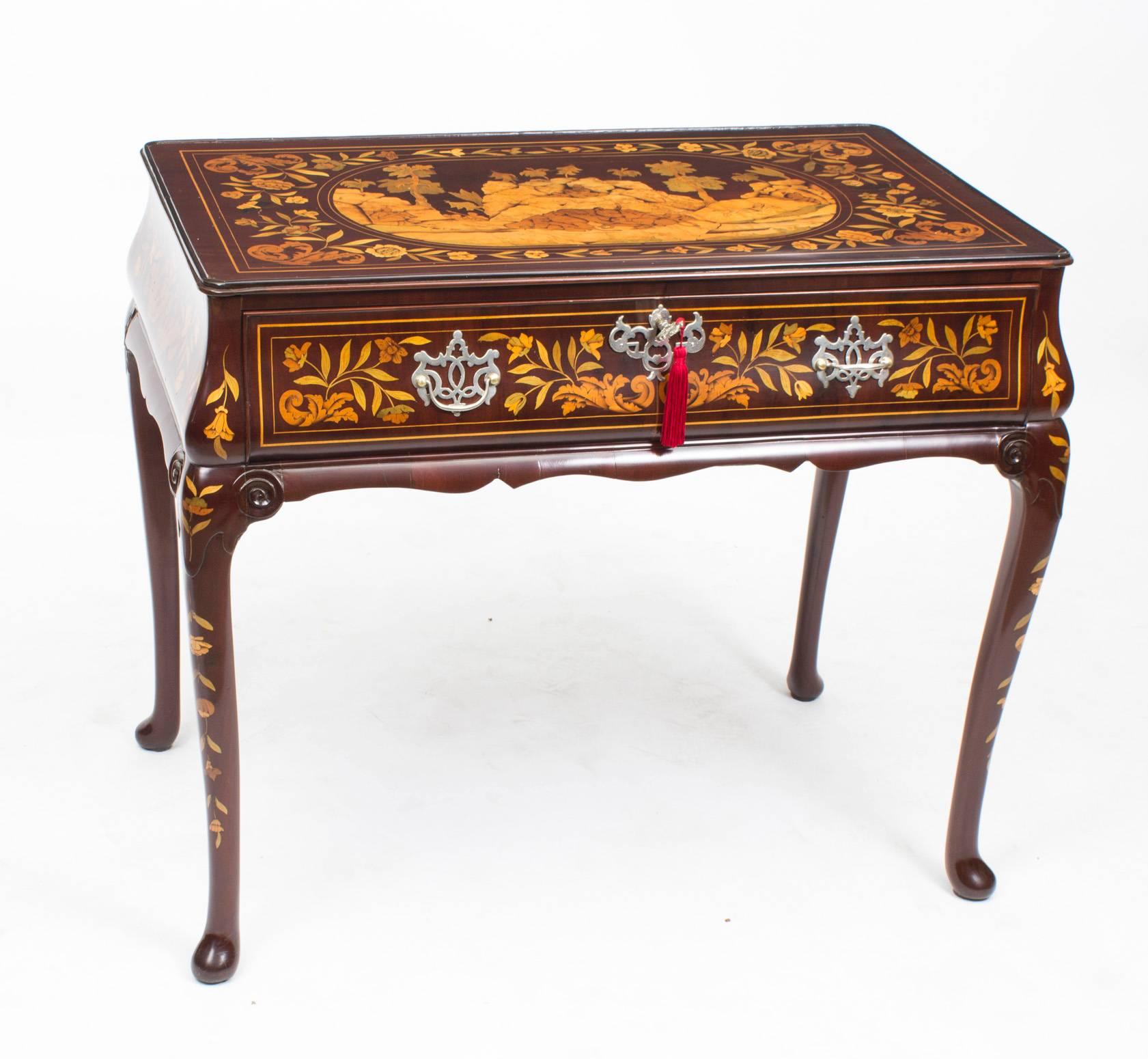 18th Century Dutch Mahogany Floral Marquetry Side Table 6