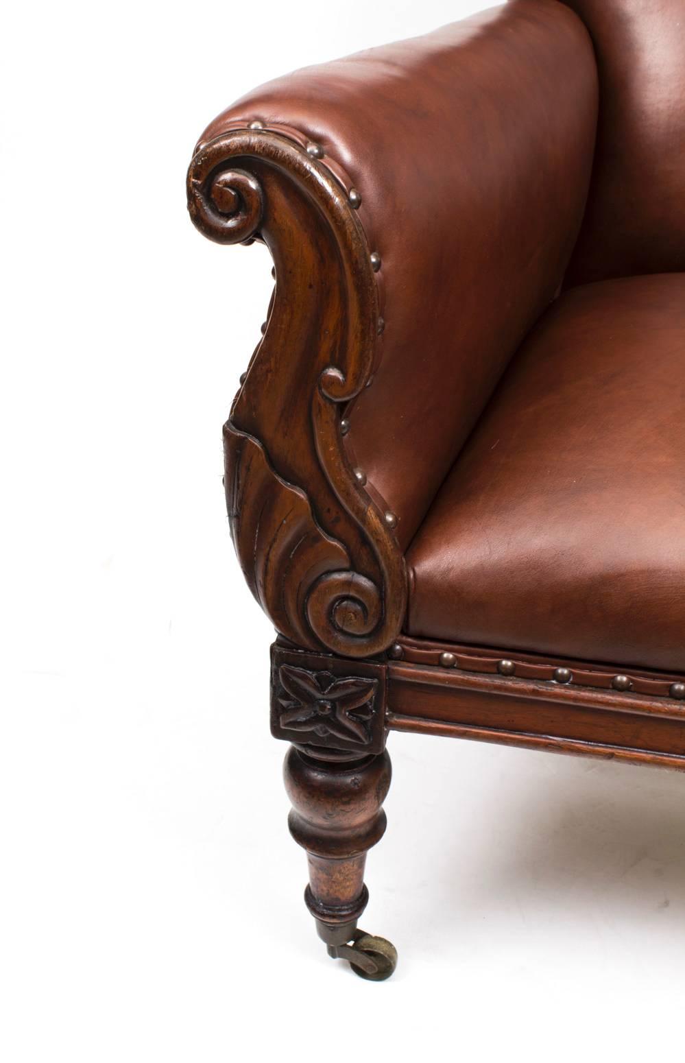 Mid-19th Century Antique William IV Mahogany Library Armchair, circa 1830