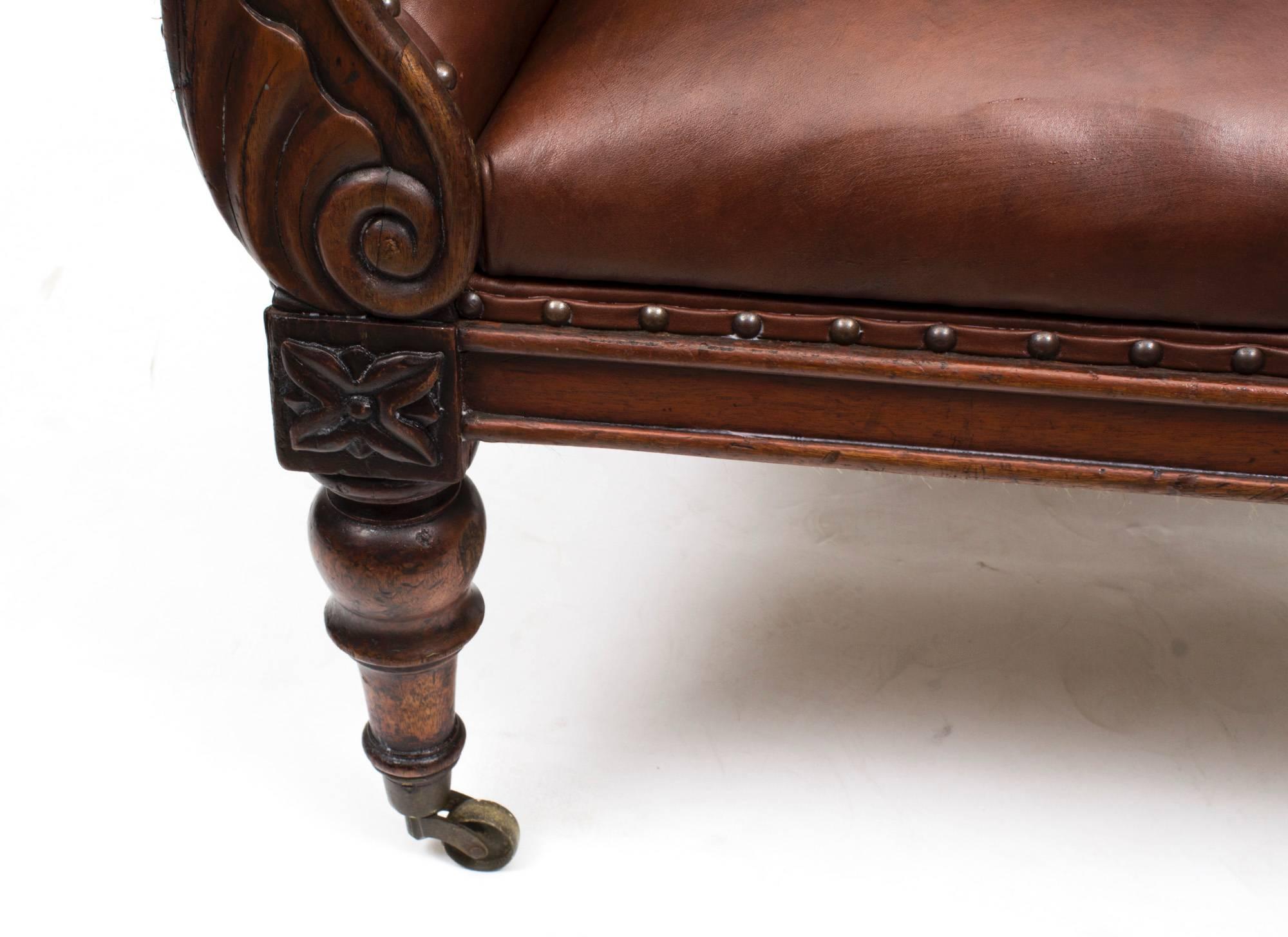 Antique William IV Mahogany Library Armchair, circa 1830 1