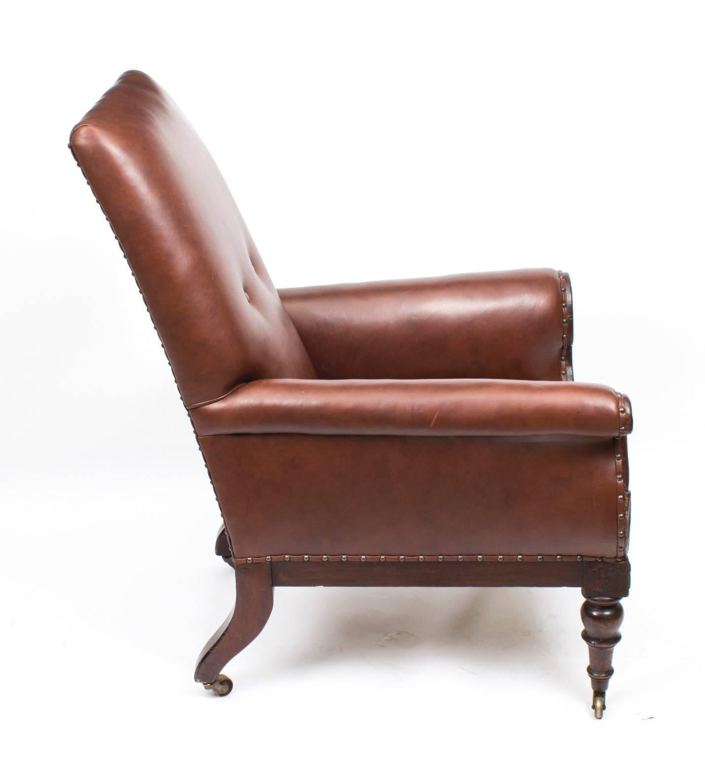 Antique William IV Mahogany Library Armchair, circa 1830 2