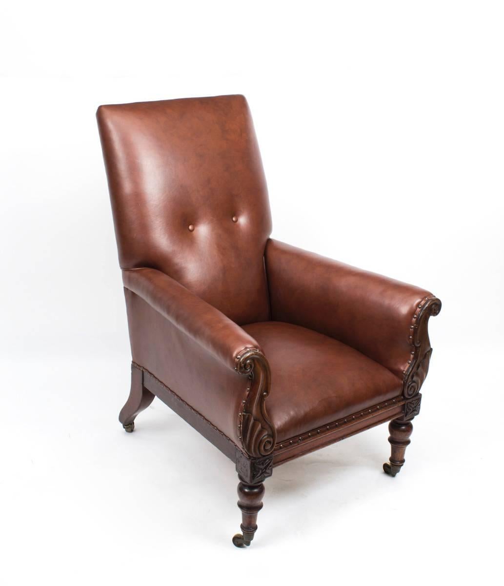 Antique William IV Mahogany Library Armchair, circa 1830 5
