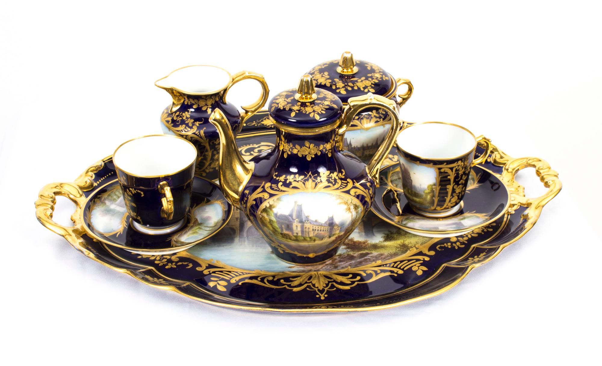 Antique French Sevres Porcelain Cabaret Set, circa 1900 3