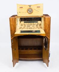 Antique Art Deco Burr Walnut Cocktail Cabinet Bar, circa 1930