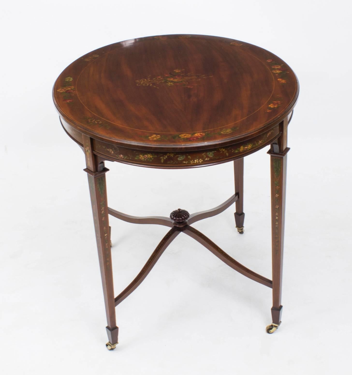 19th Century English Mahogany Painted Occasional Table 2