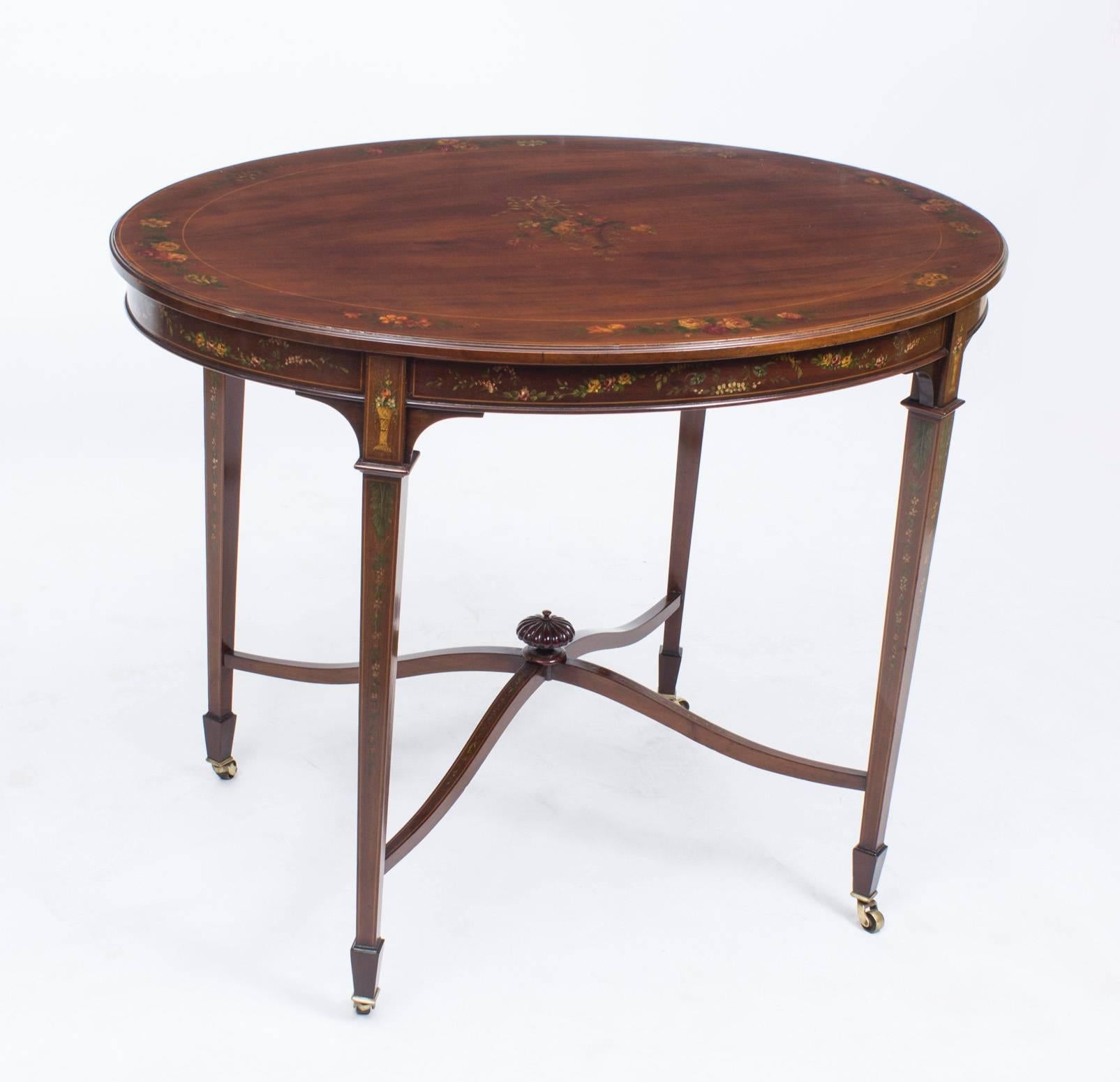 19th Century English Mahogany Painted Occasional Table 4