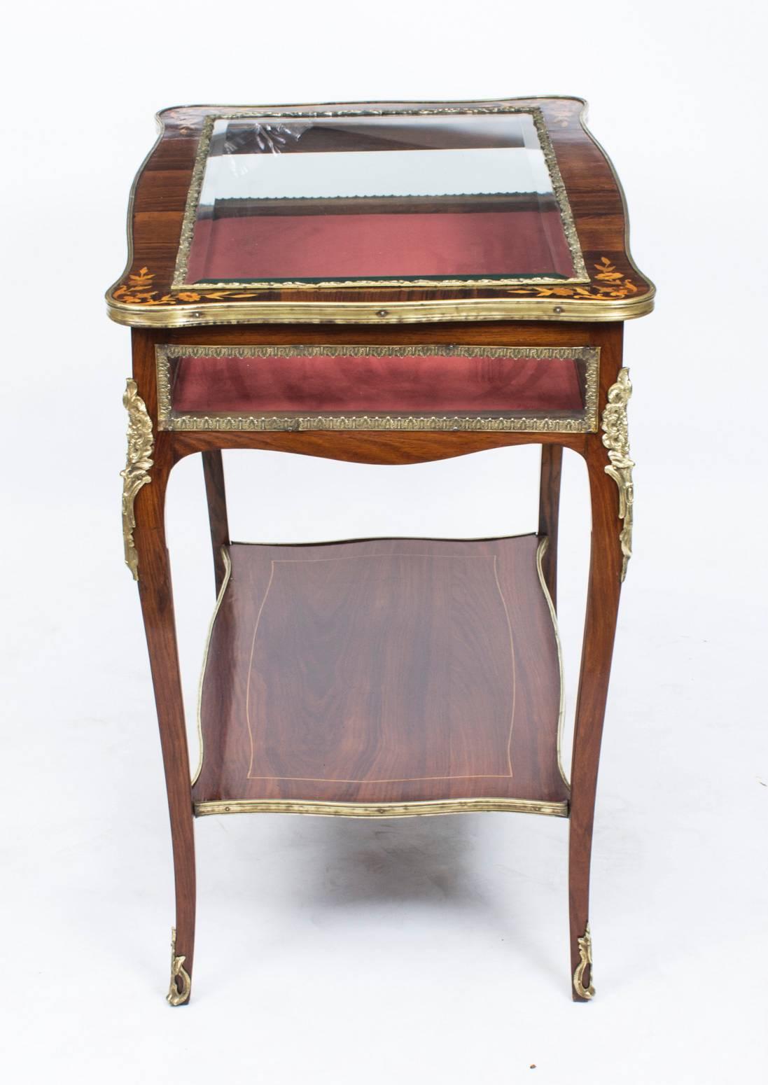 Louis XV Antique Rosewood and Marquetry Bijouterie Display Table
