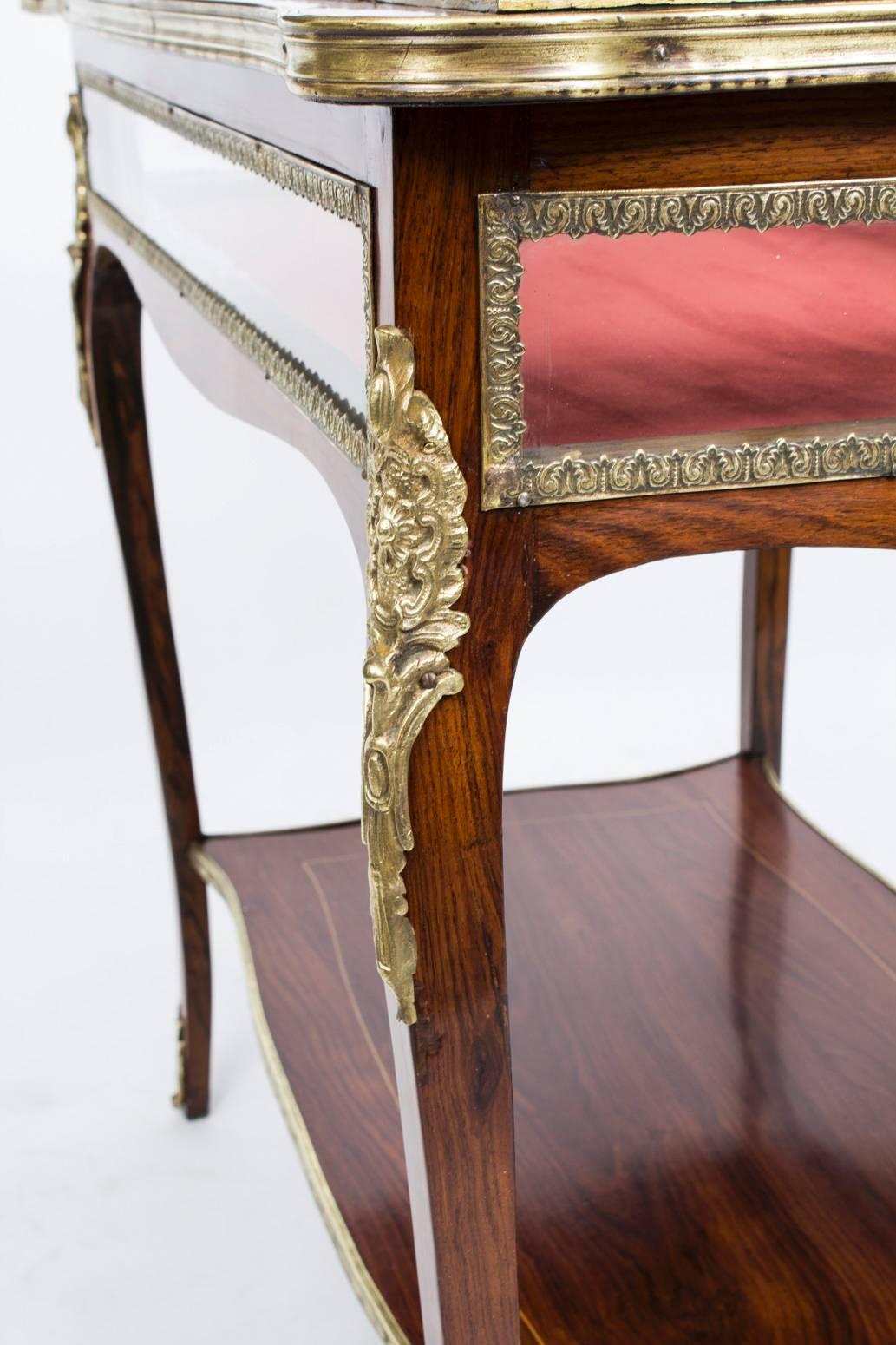 French Antique Rosewood and Marquetry Bijouterie Display Table