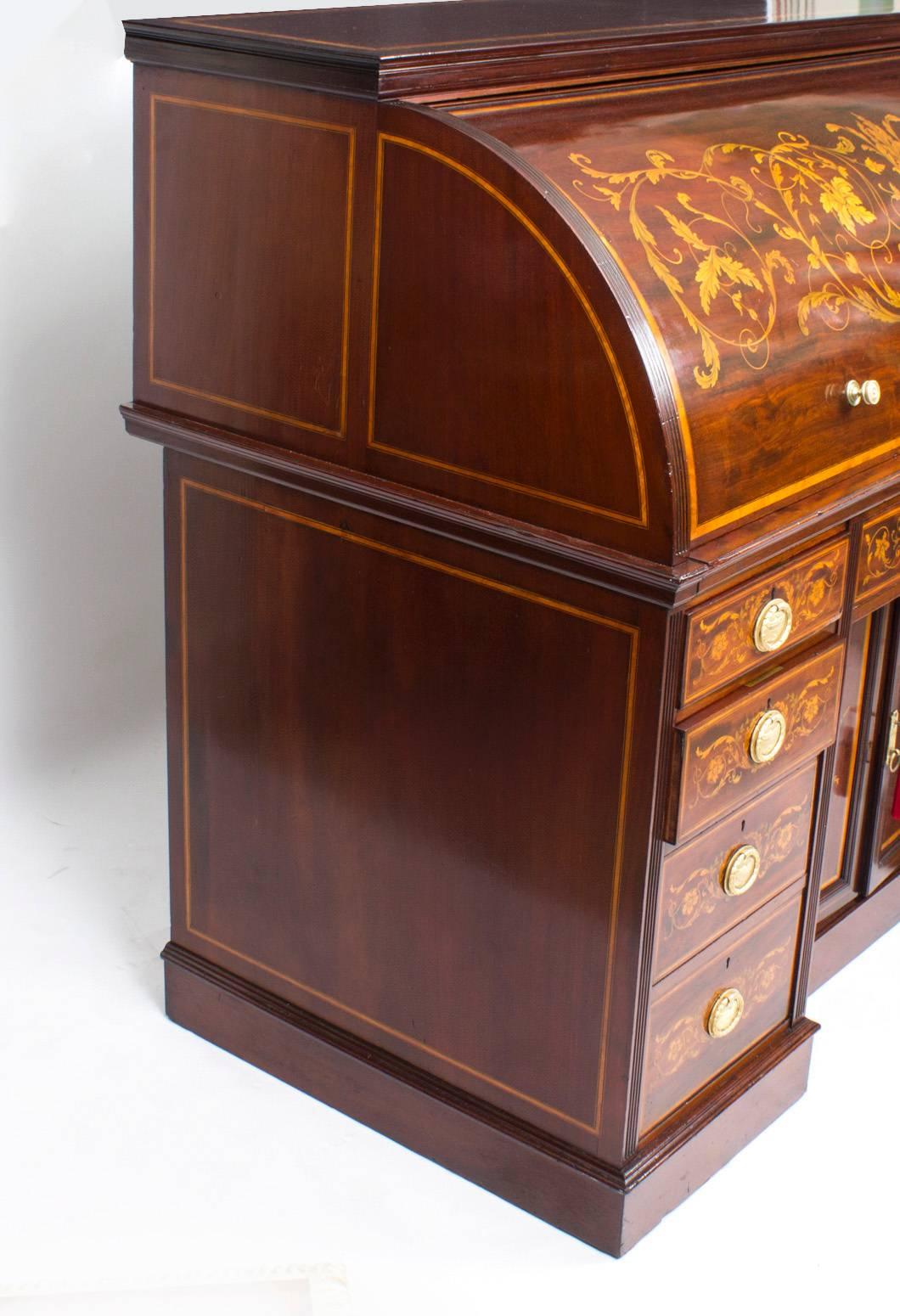 Late 19th Century Antique Victorian Cylinder Bureau by Edwards & Roberts For Sale