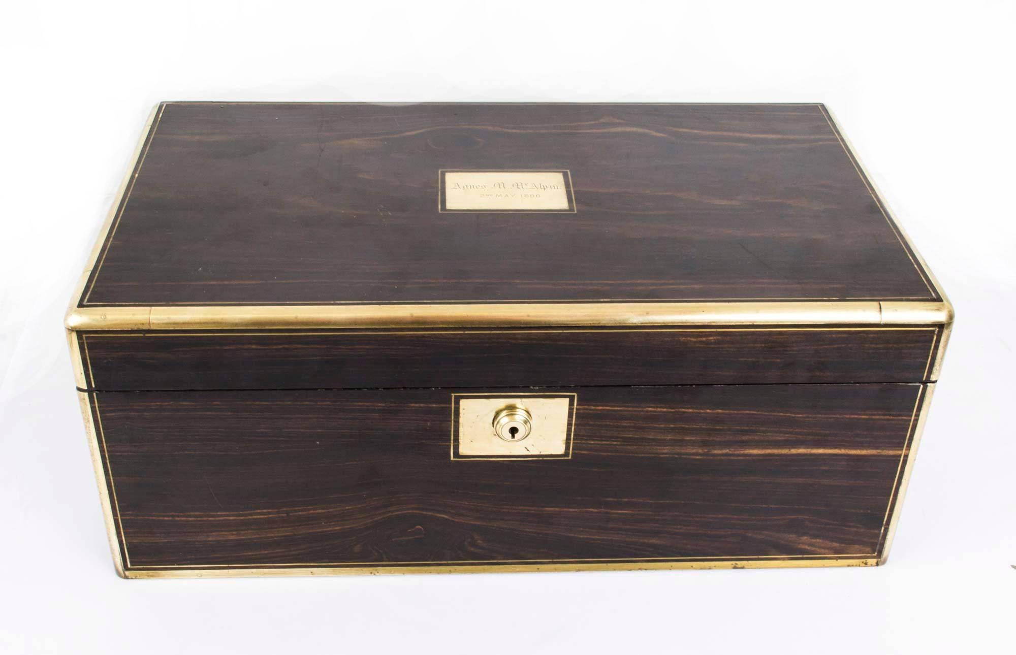 Antique Coromandel Writing and Stationery Slope, circa 1840 5