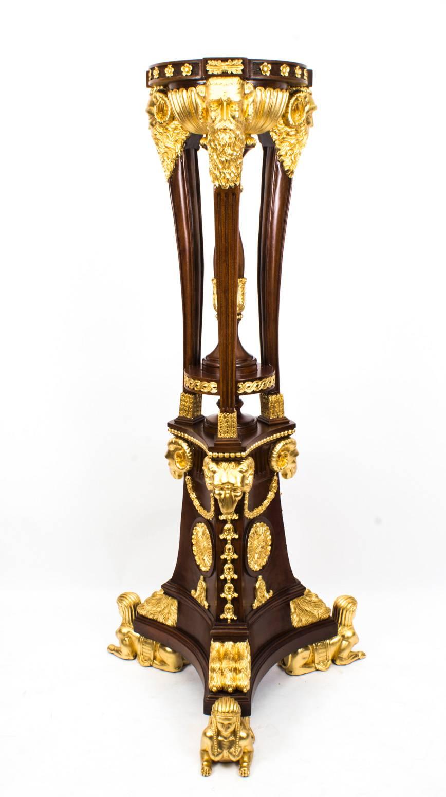 English Monumental Pair of Empire Style Giltwood Torcheres