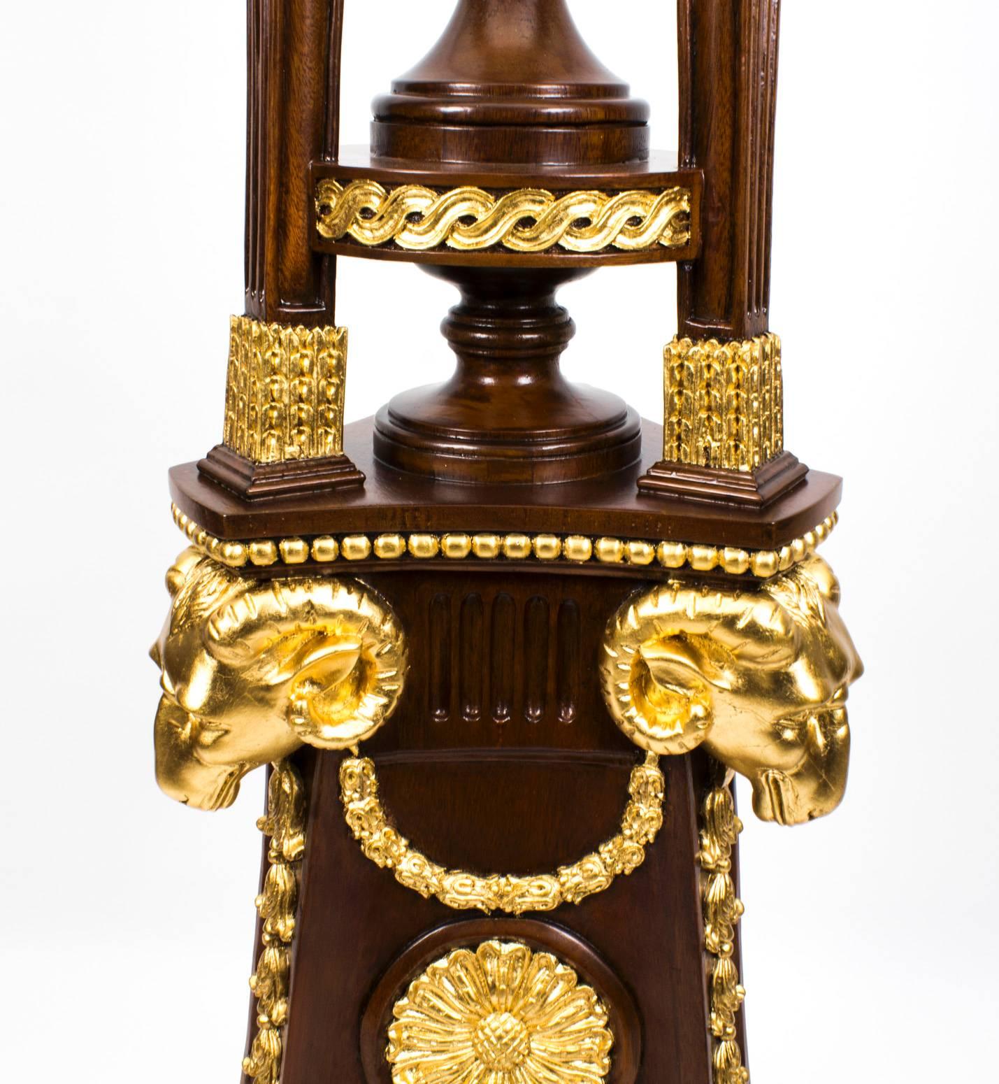 Late 20th Century Monumental Pair of Empire Style Giltwood Torcheres