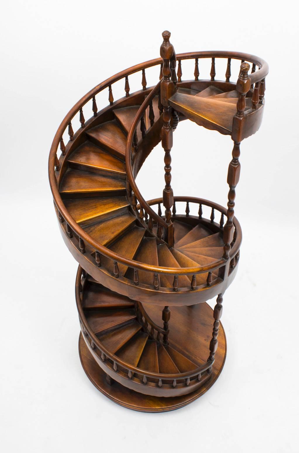 Late 18th Century Vintage Mahogany Architectural Model Spiral Staircase