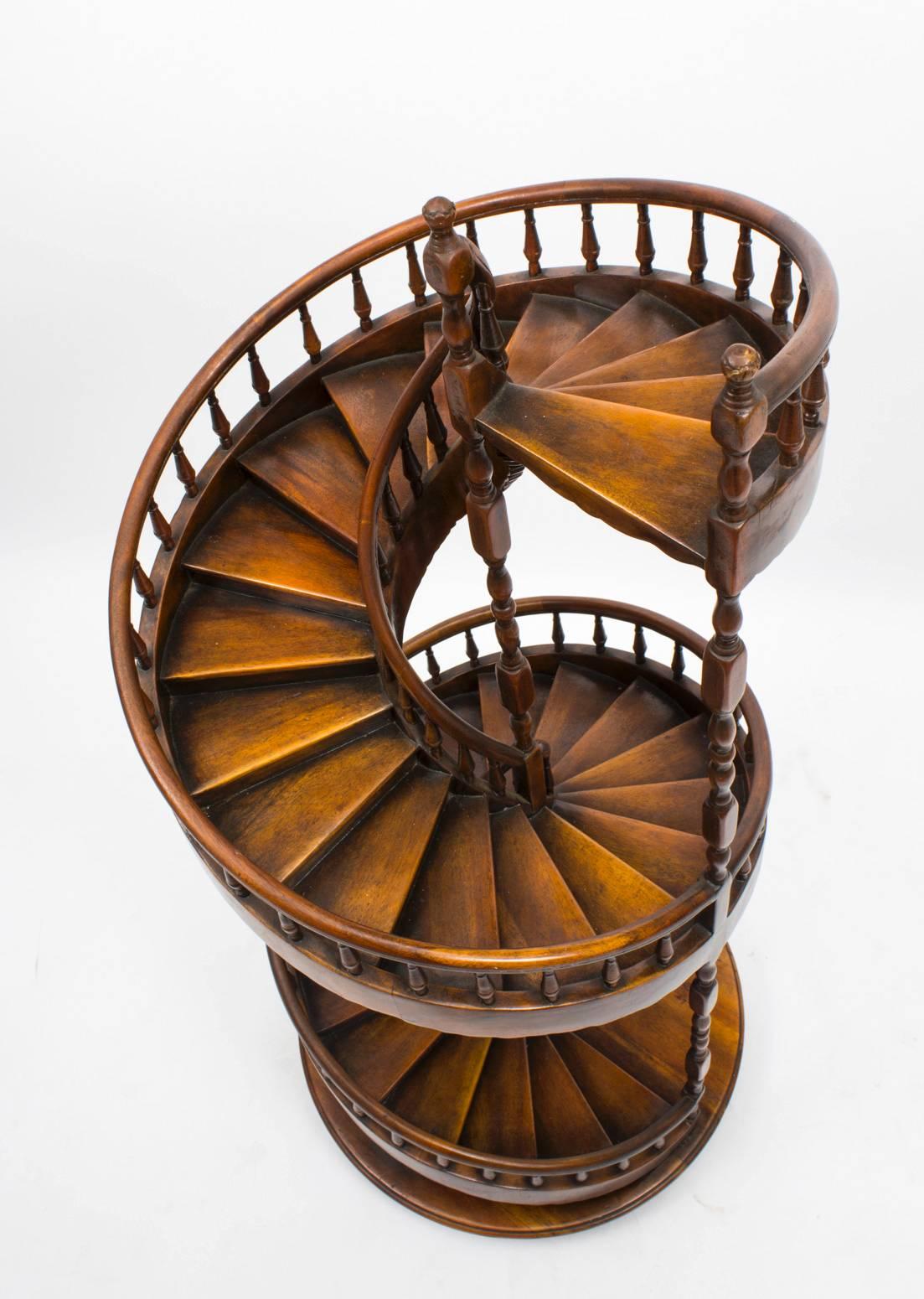 Vintage Mahogany Architectural Model Spiral Staircase 1