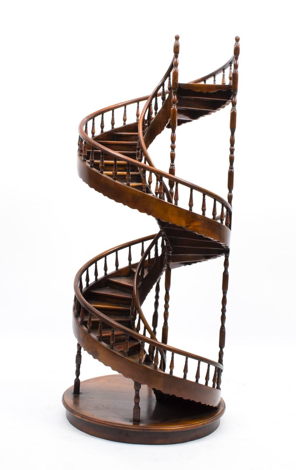 Vintage Mahogany Architectural Model Spiral Staircase 2