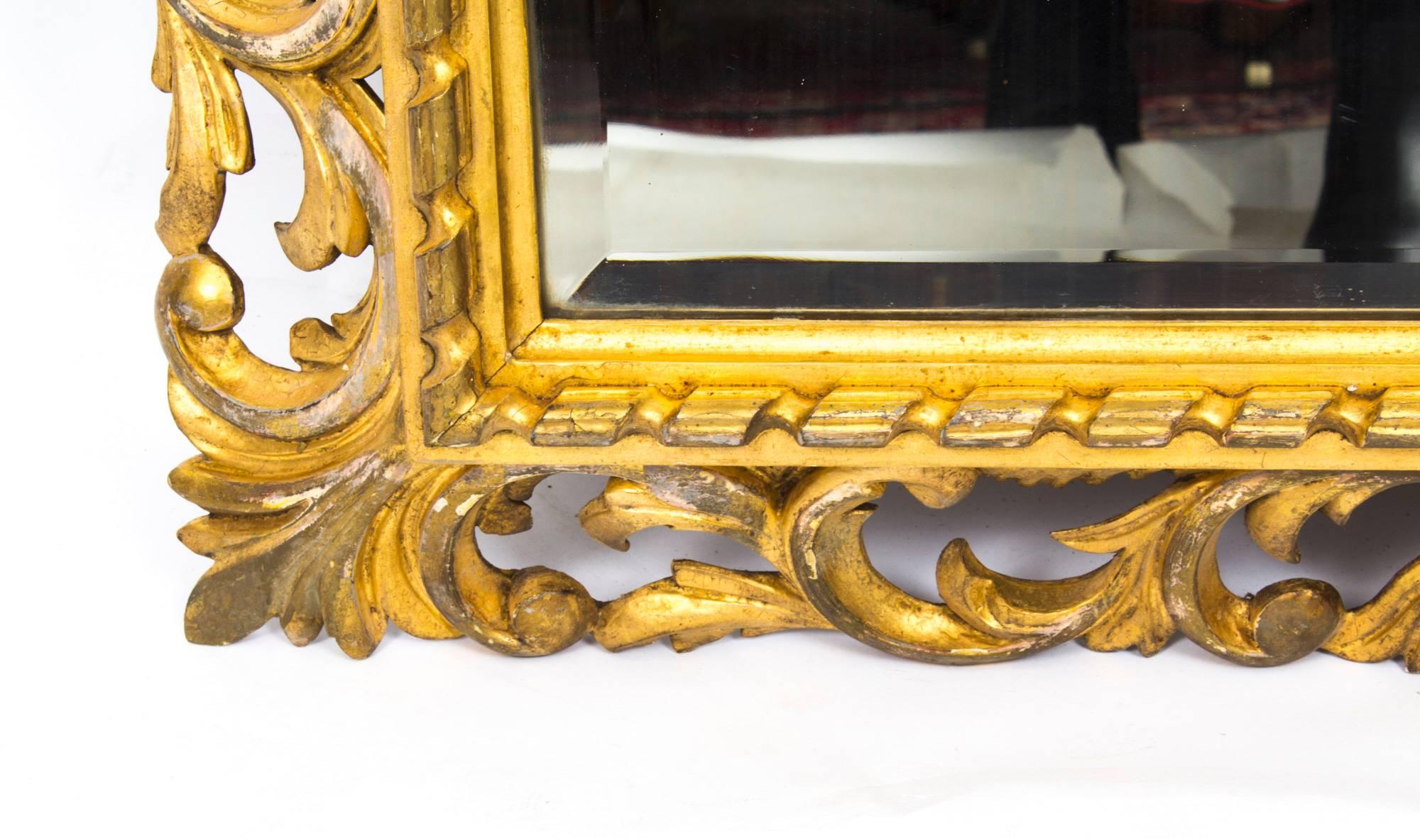 Italian Antique Elaborate Gilded Hand Carved Florentine Mirror, circa 1900