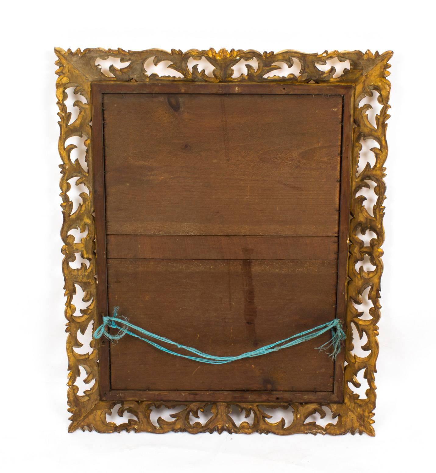 Antique Elaborate Gilded Hand Carved Florentine Mirror, circa 1900 2