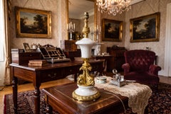 Vintage Ormolu and Marble Dolphin Table Lamp Louis Revival