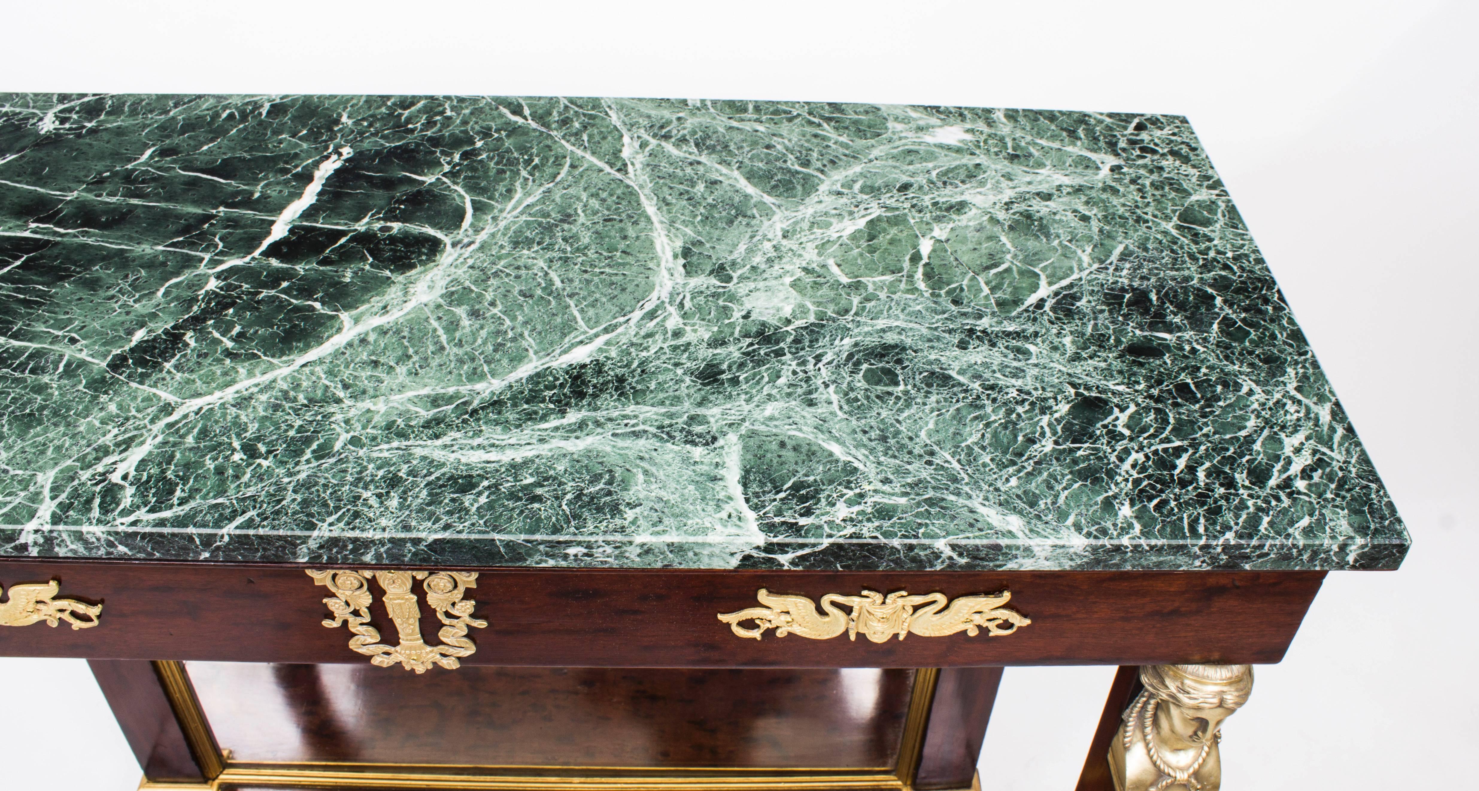 Antique French Empire Marble-Top and Ormolu Console Table, circa 1810 1