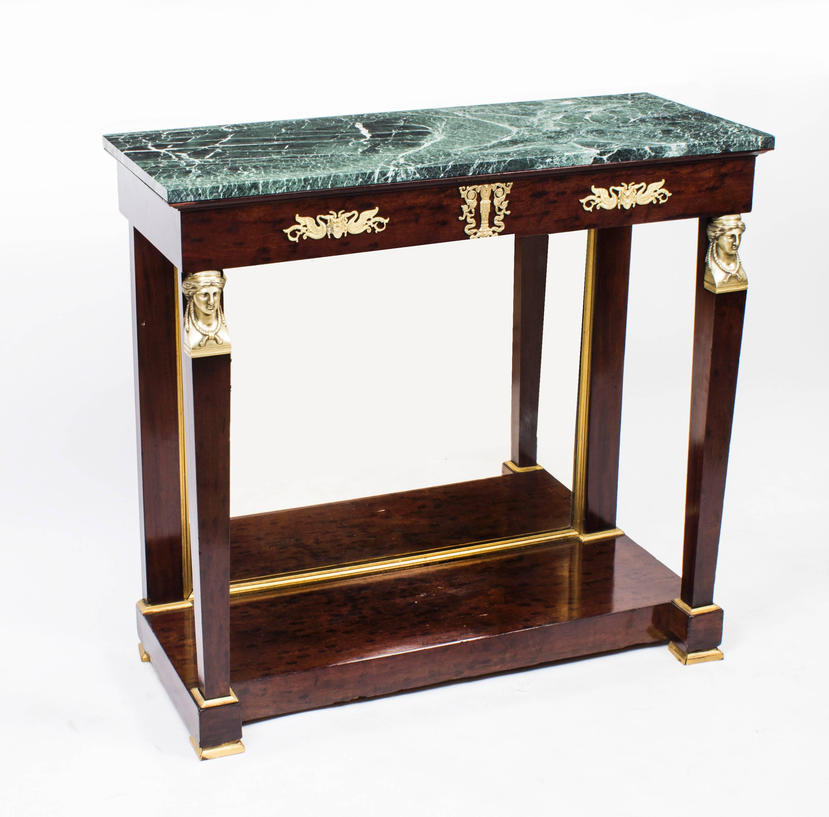 Antique French Empire Marble-Top and Ormolu Console Table, circa 1810 4