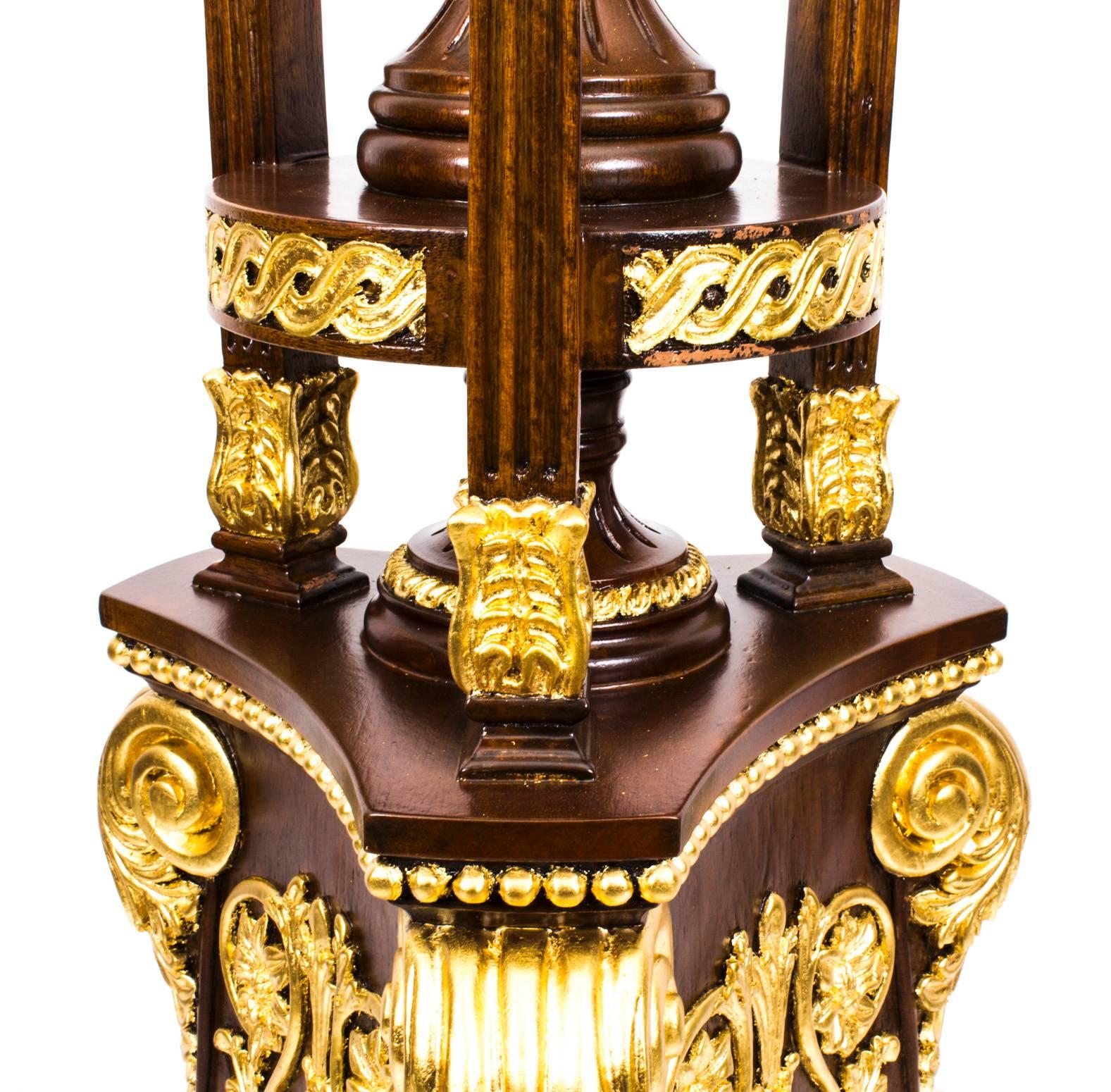 Pair of Mahogany Empire Style Giltwood Carved Torchers 20th C In Excellent Condition In London, GB