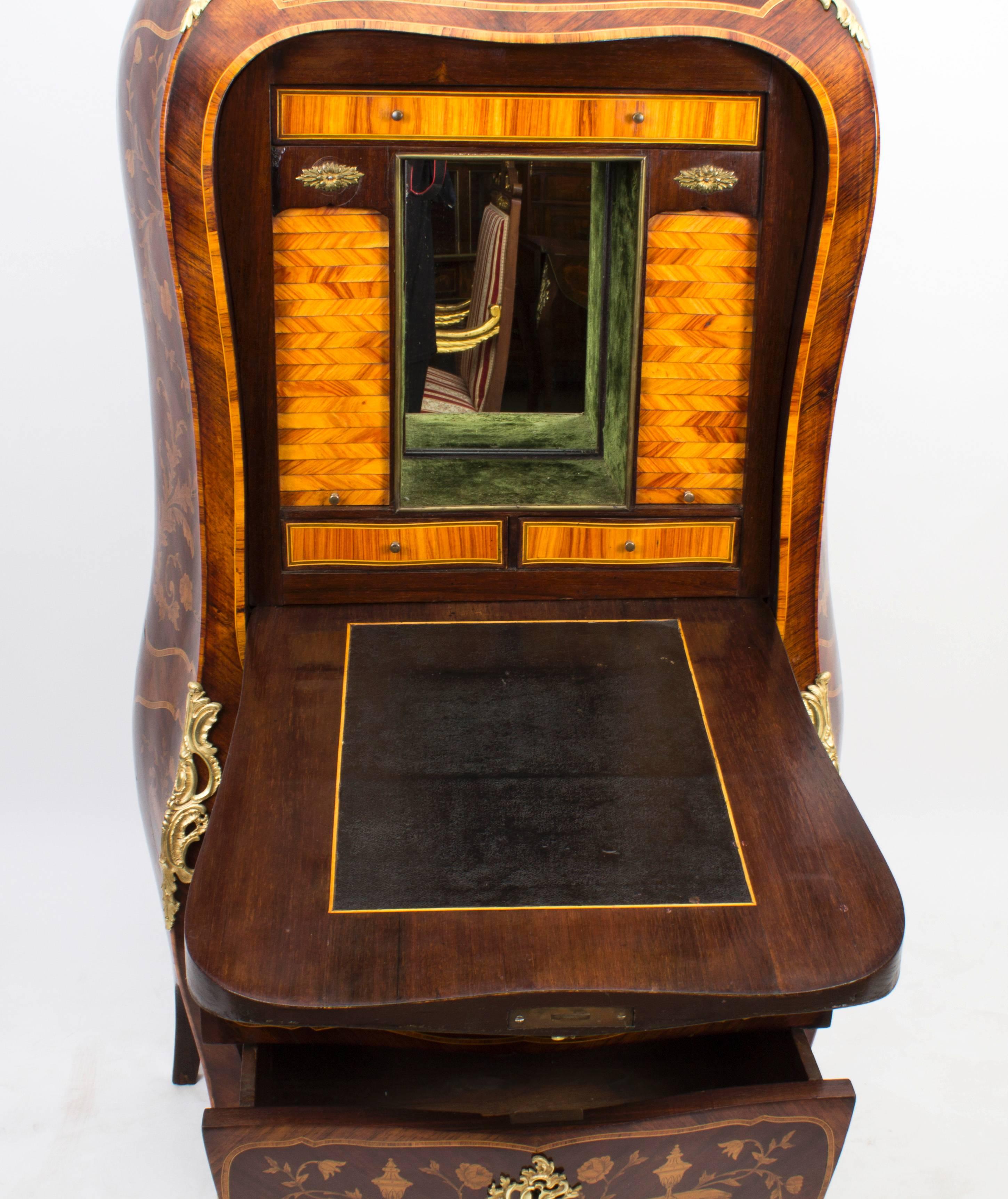 19th Century French Rococo Revival Marquetry Secretaire a Abattant In Excellent Condition For Sale In London, GB