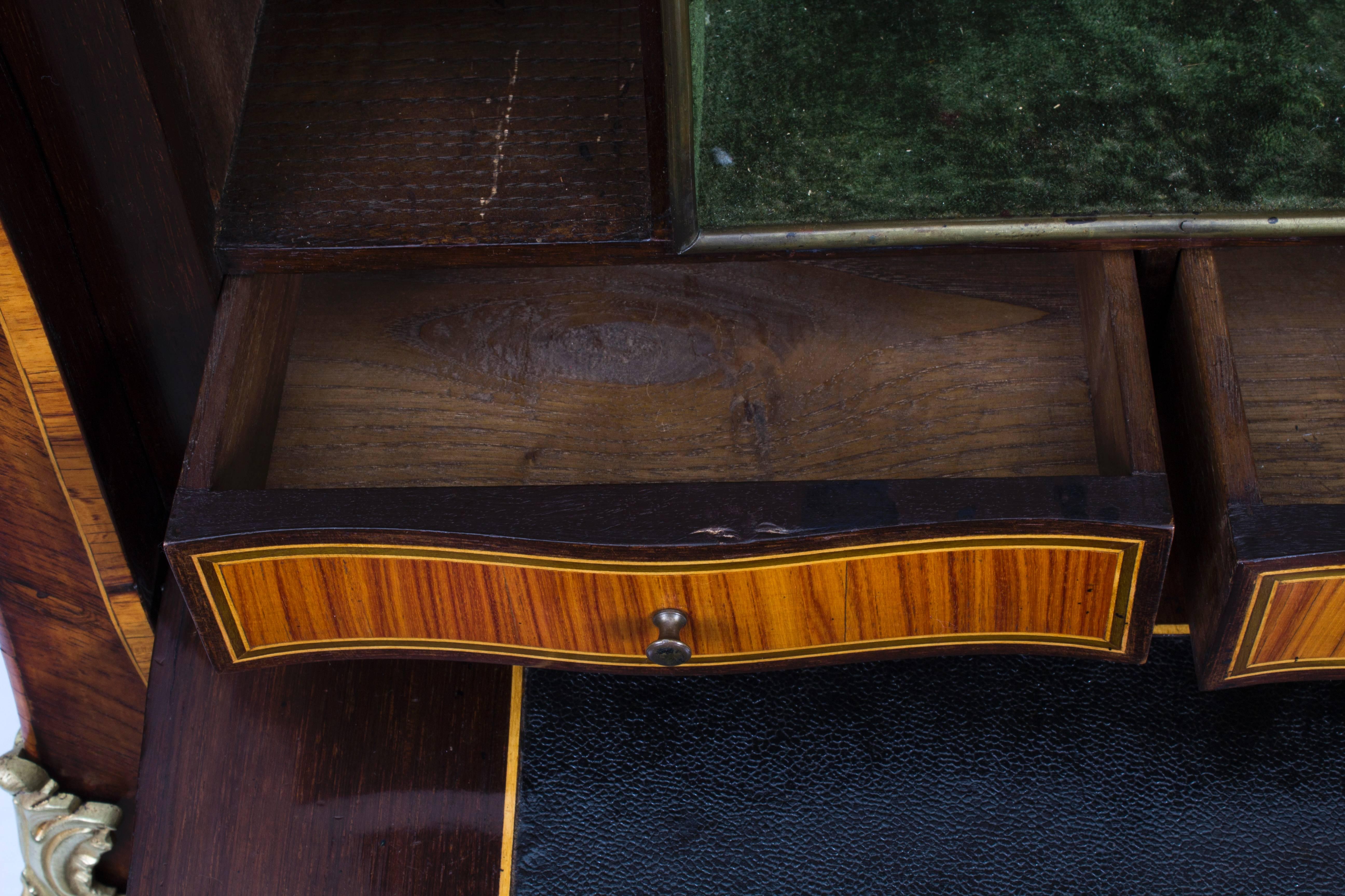 19th Century French Rococo Revival Marquetry Secretaire a Abattant For Sale 2