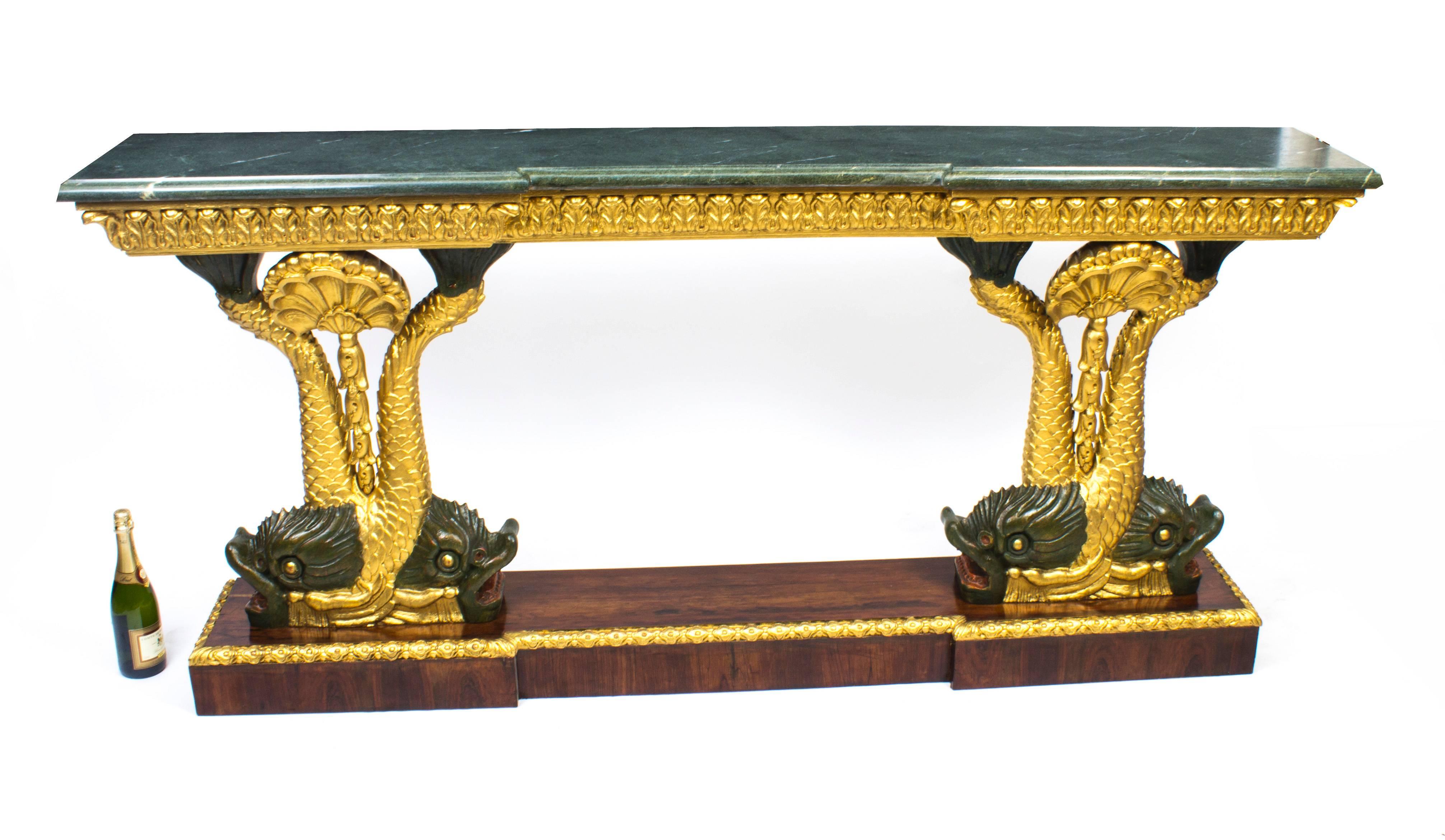 Early 20th Century Entwined Gilded Dolphins Console Pier Table 2