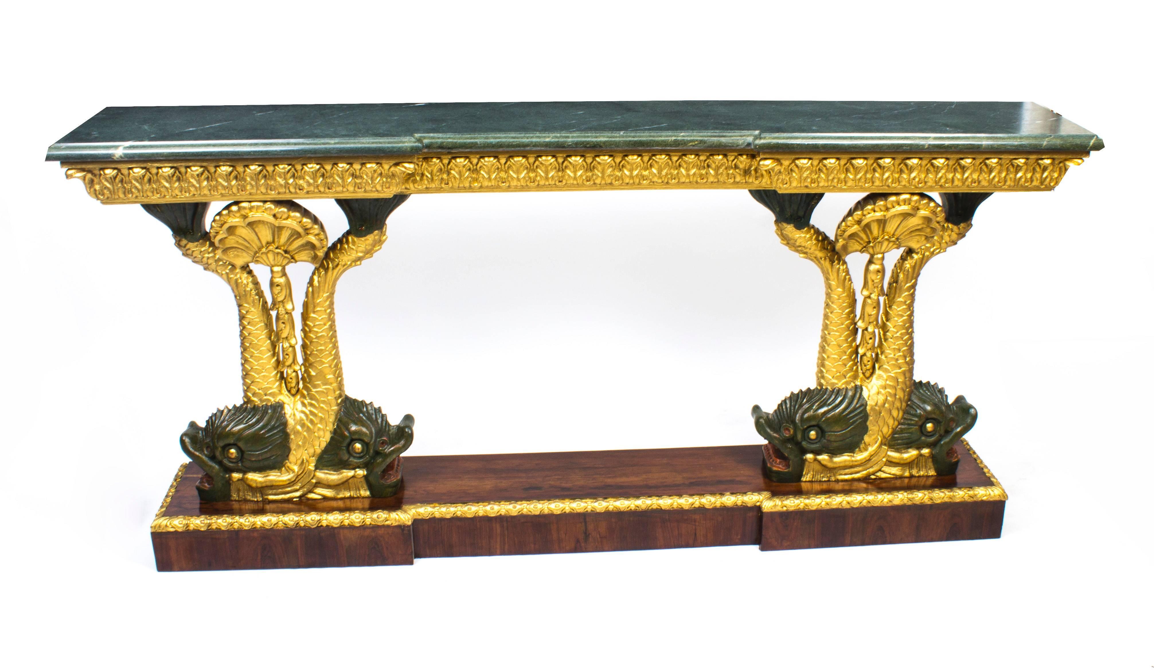 Early 20th Century Entwined Gilded Dolphins Console Pier Table 3