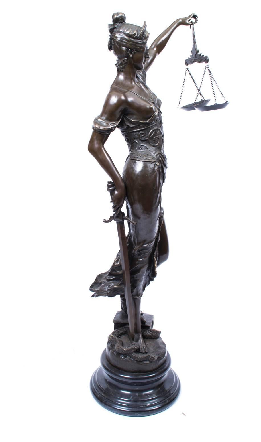 Stunning Large Bronze Lady Justice Statue Judicia In Excellent Condition In London, GB