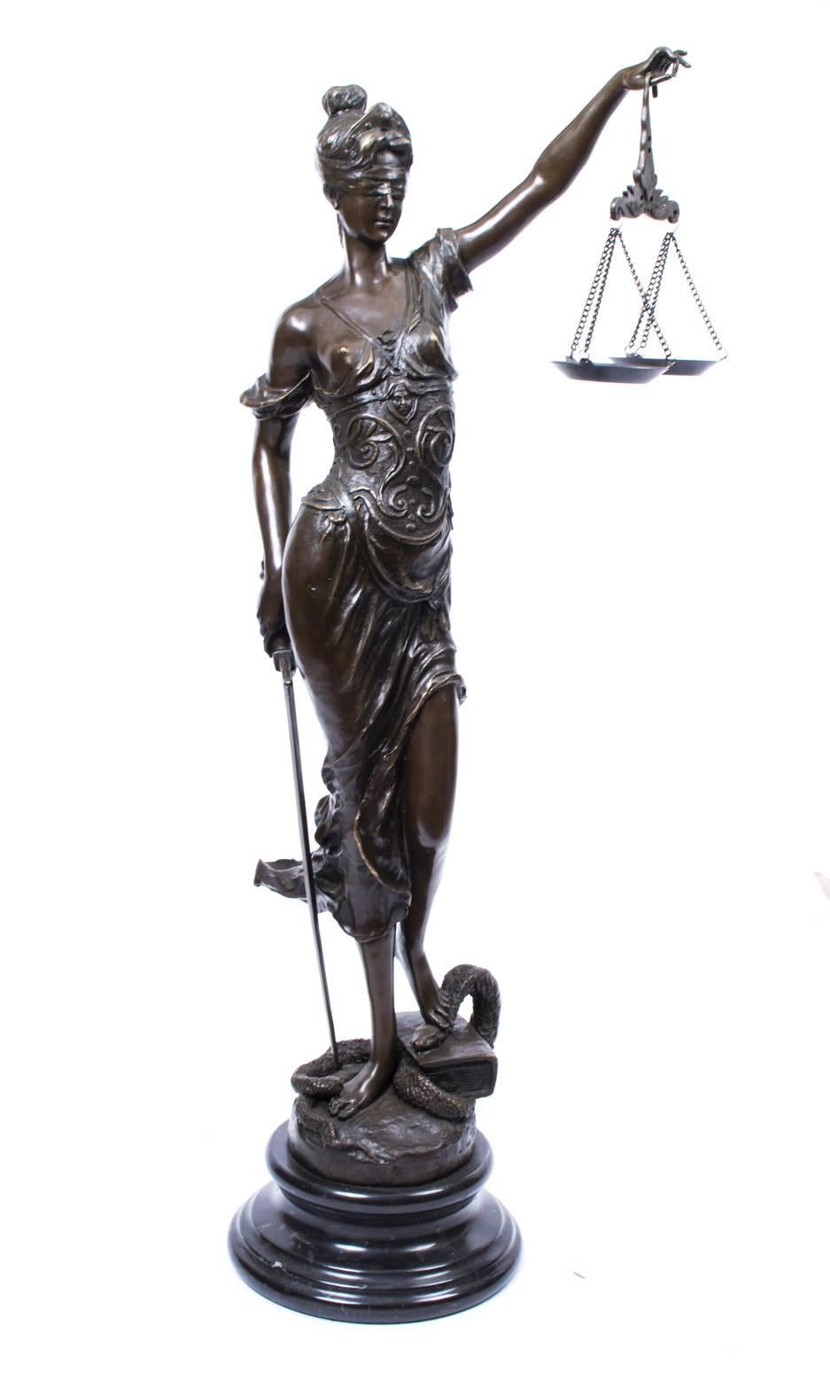 Stunning Large Bronze Lady Justice Statue Judicia 2