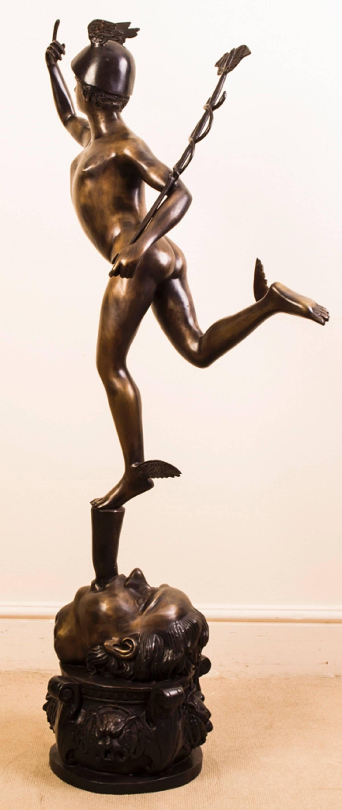 English Huge Bronze Statue of Mercury/Hermes after Giambologna
