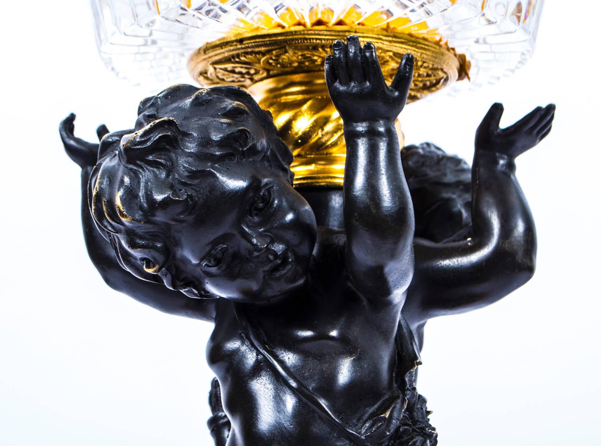 Late 20th Century Stunning Cut-Glass and Bronze Ormolu Cherub Centrepiece