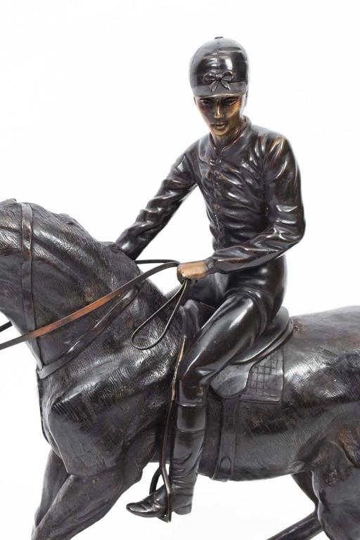 Stunning Large Horse and Jockey Bronze Sculpture at 1stDibs