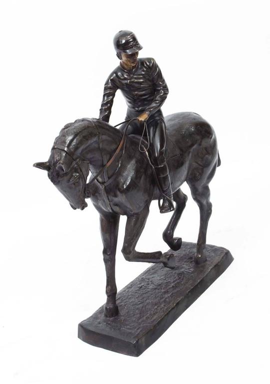 Stunning Large Horse and Jockey Bronze Sculpture at 1stDibs