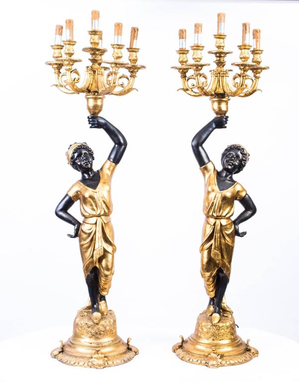 Stunning Pair of Blackamoor Candelabra Lamps at 1stdibs