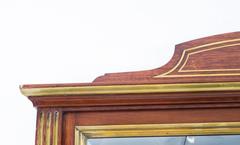 Antique Mahogany Brass Inlaid over Mantle Mirror, circa 1900
