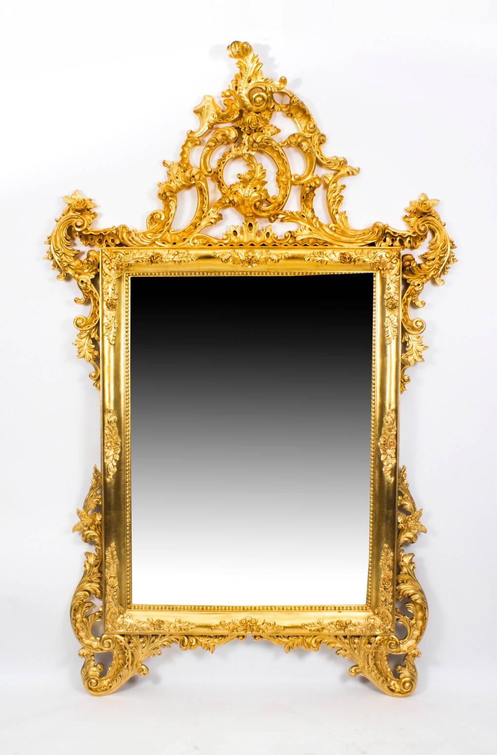 Stunning Italian Rococo Giltwood Decorative Mirror 4