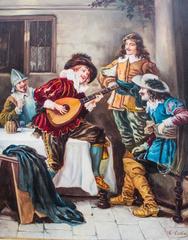 19th Century Oil Painting Tavern Scene C. Costa