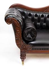 Antique William IV Mahogany and Leather Sofa, circa 1830