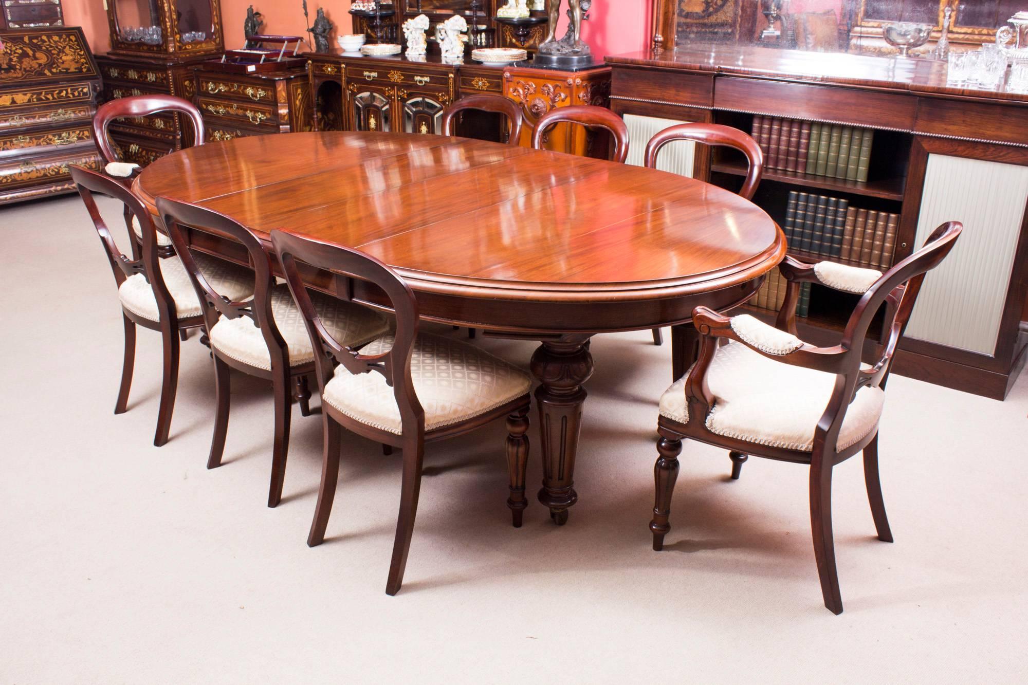 Antique Victorian Oval Dining Table and Eight Chairs, circa 1860 5