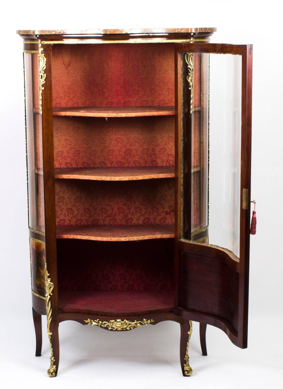 19th Century French Vernis Martin Mahogany Display Cabinet 3