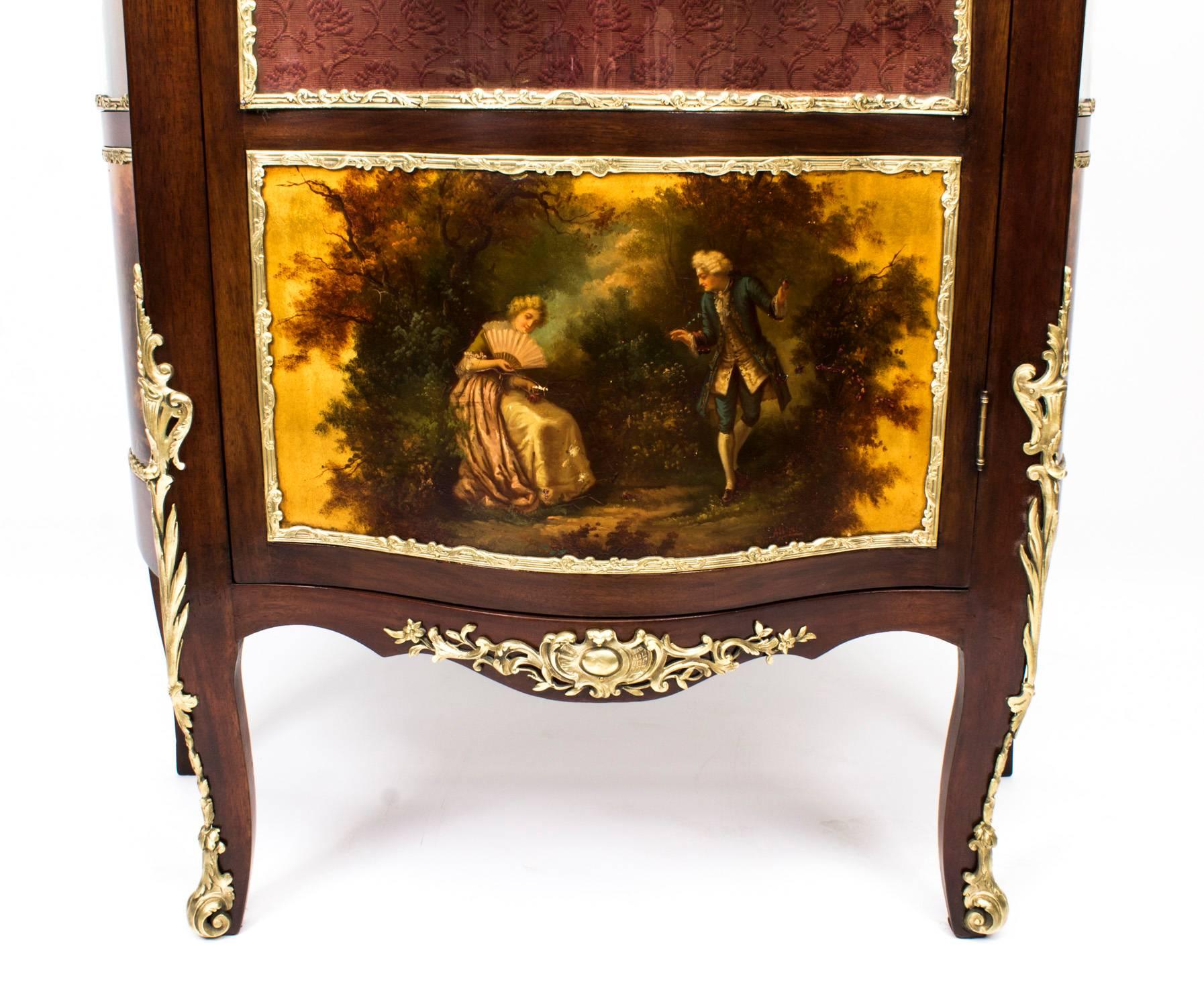 Louis XV 19th Century French Vernis Martin Mahogany Display Cabinet