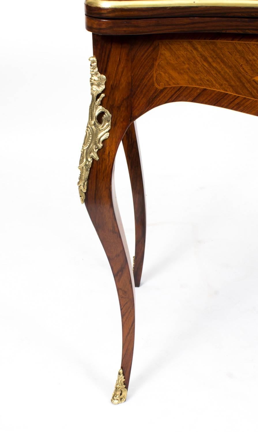 19th Century French Burr Walnut Marquetry Card Table 2