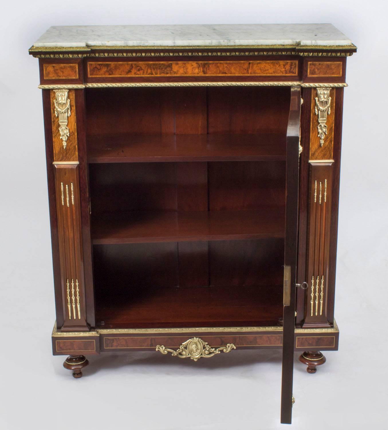 19th Century French Burr Walnut Marquetry Side Cabinet 3