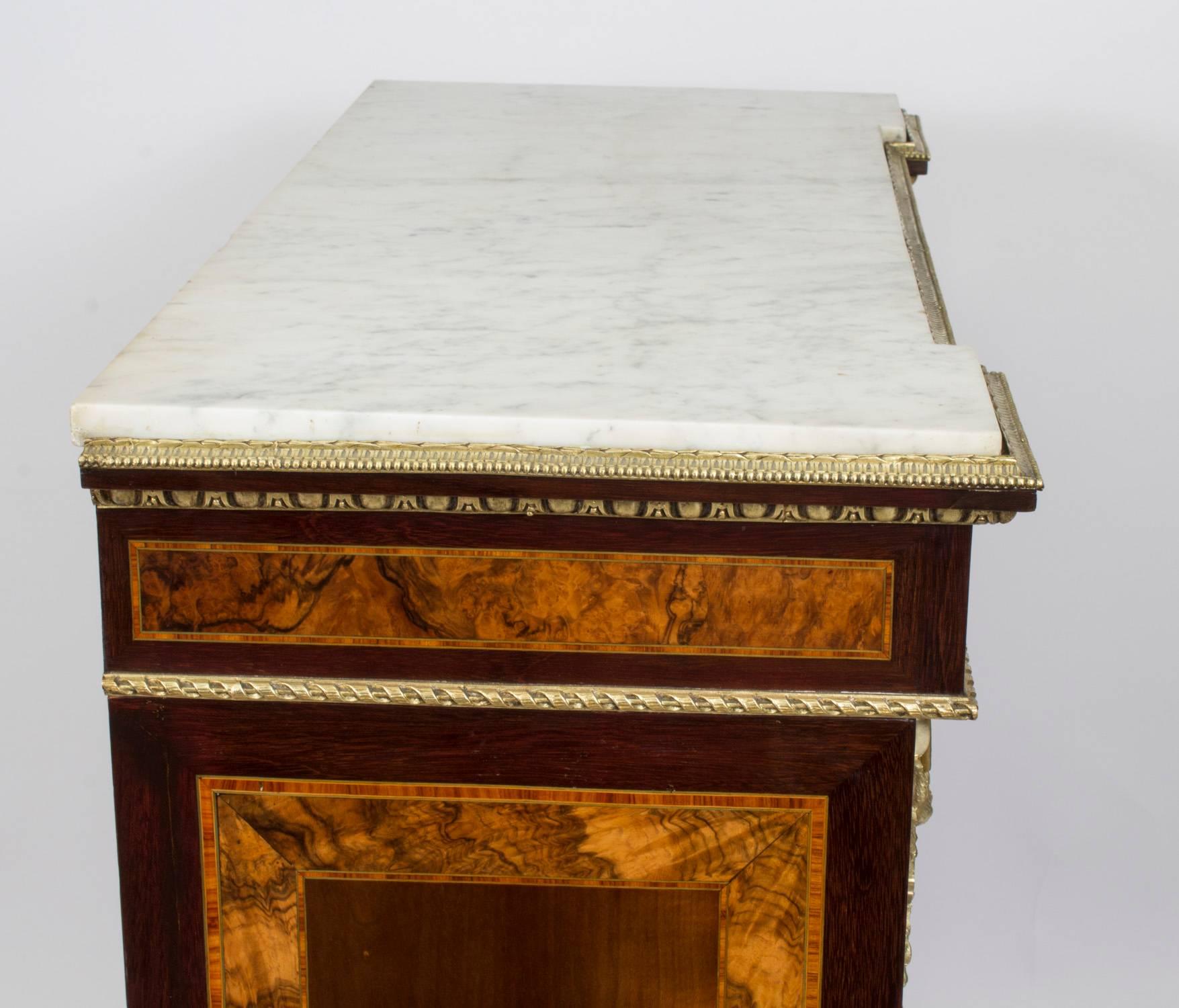 19th Century French Burr Walnut Marquetry Side Cabinet 1