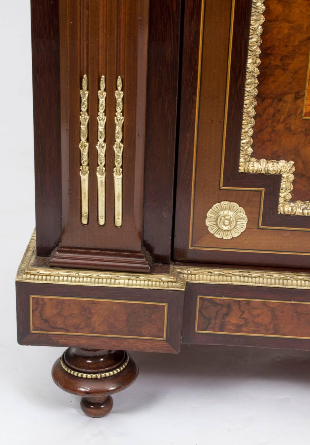 Mid-19th Century 19th Century French Burr Walnut Marquetry Side Cabinet