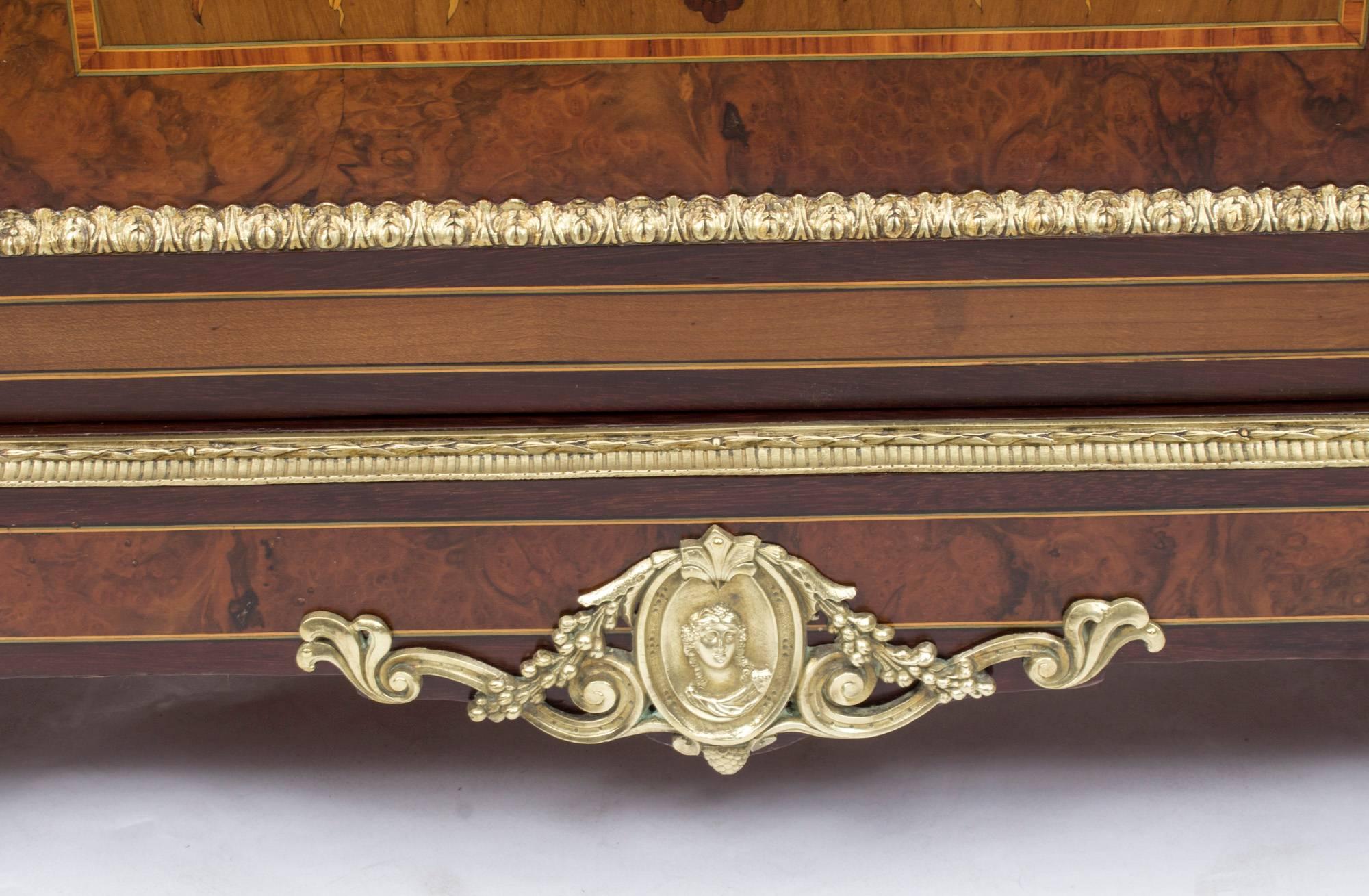 Ormolu 19th Century French Burr Walnut Marquetry Side Cabinet